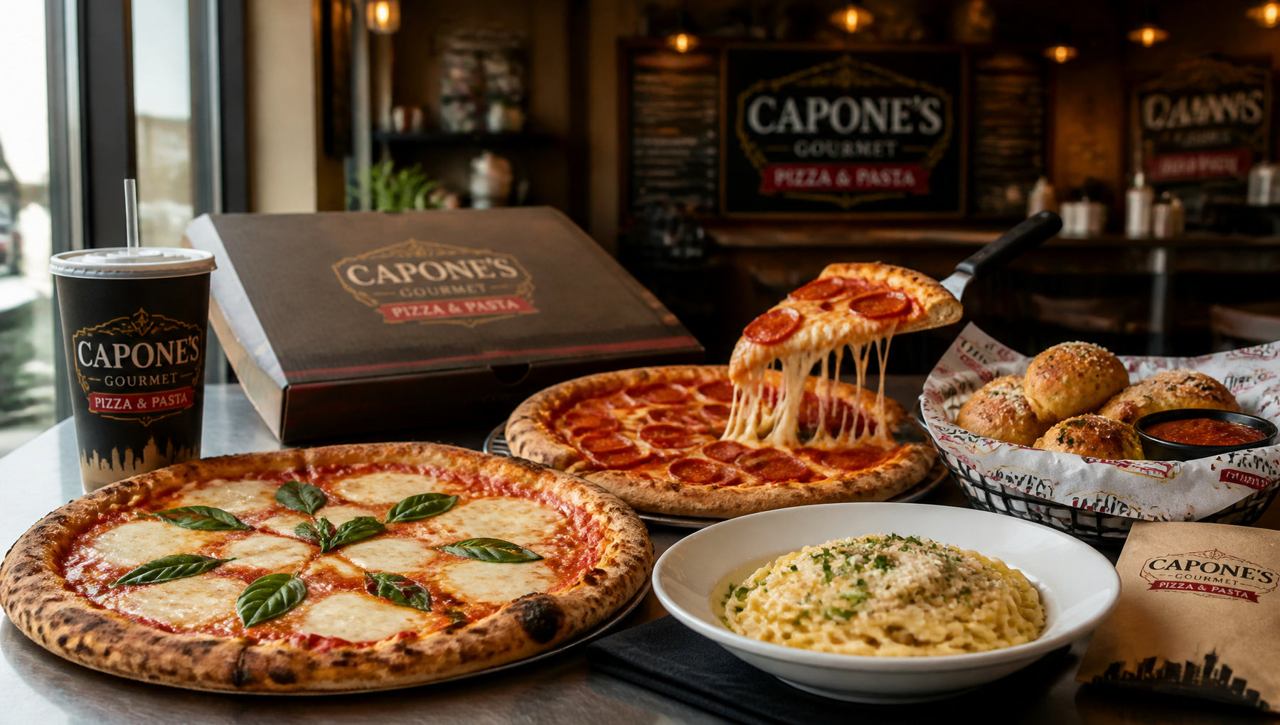 Capone’s Gourmet Pizza & Pasta Menu with Prices and Calories
