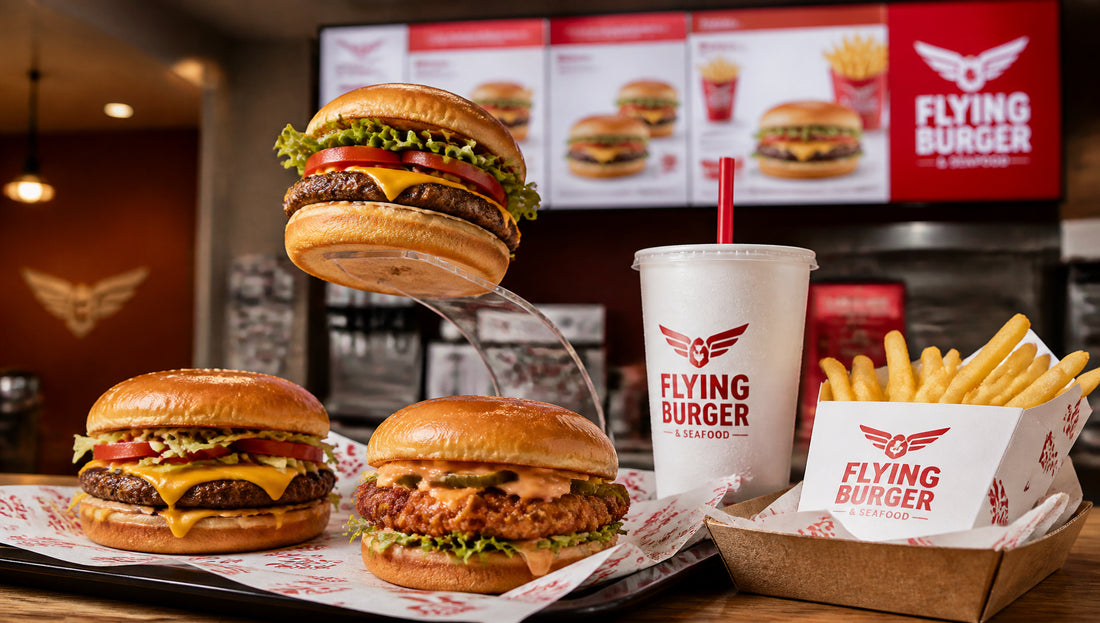 Flying Burger Menu with Prices, Calories and Popular Items