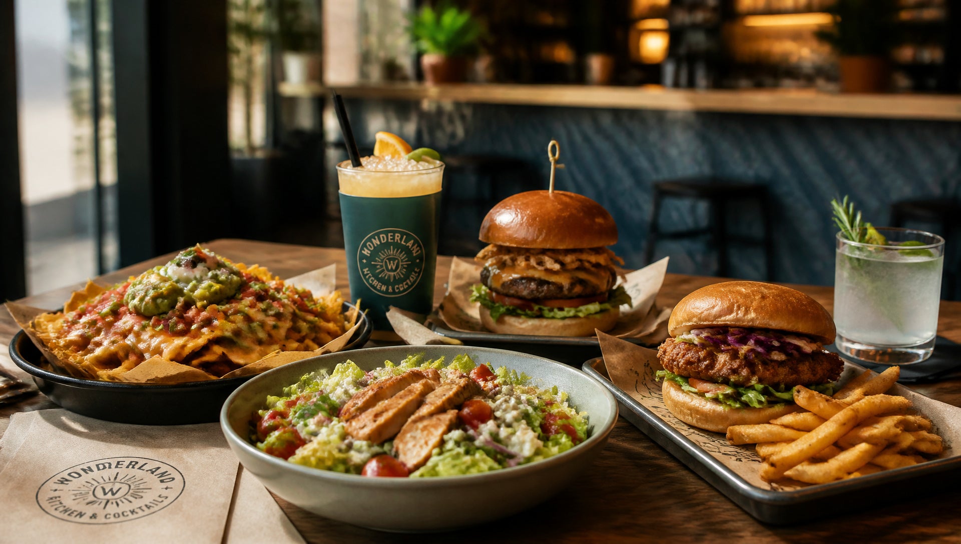 Wonderland Kitchen and Cocktails Menu with Prices and Calories
