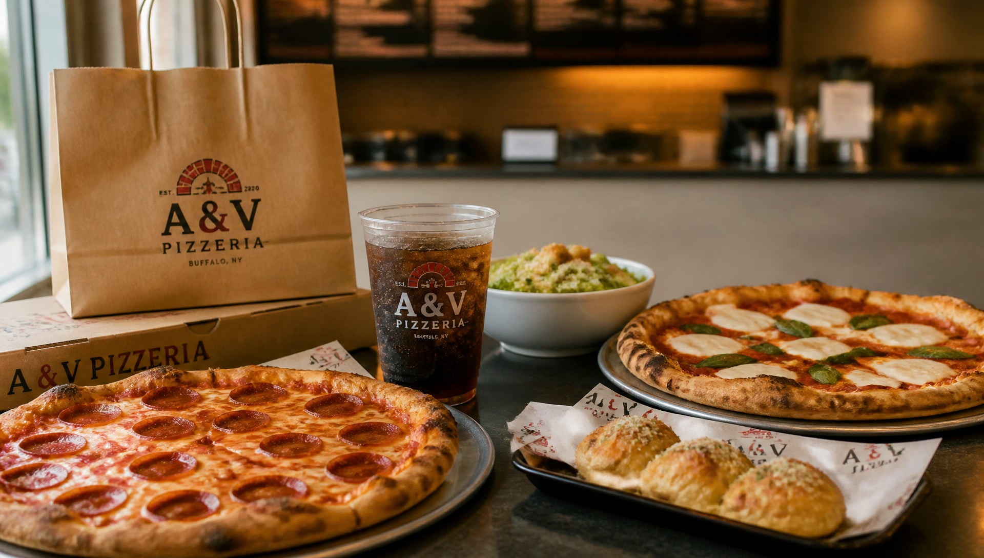 A & V Pizzeria Menu with Prices, Calories and Popular Items