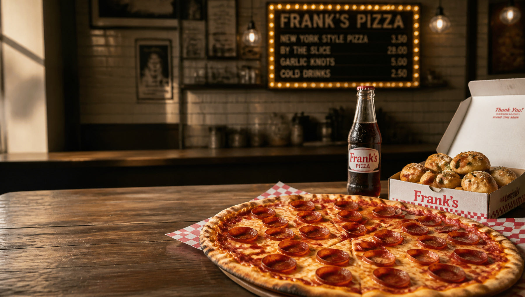 Frank's Pizza Menu with Prices, Calories and Popular Items