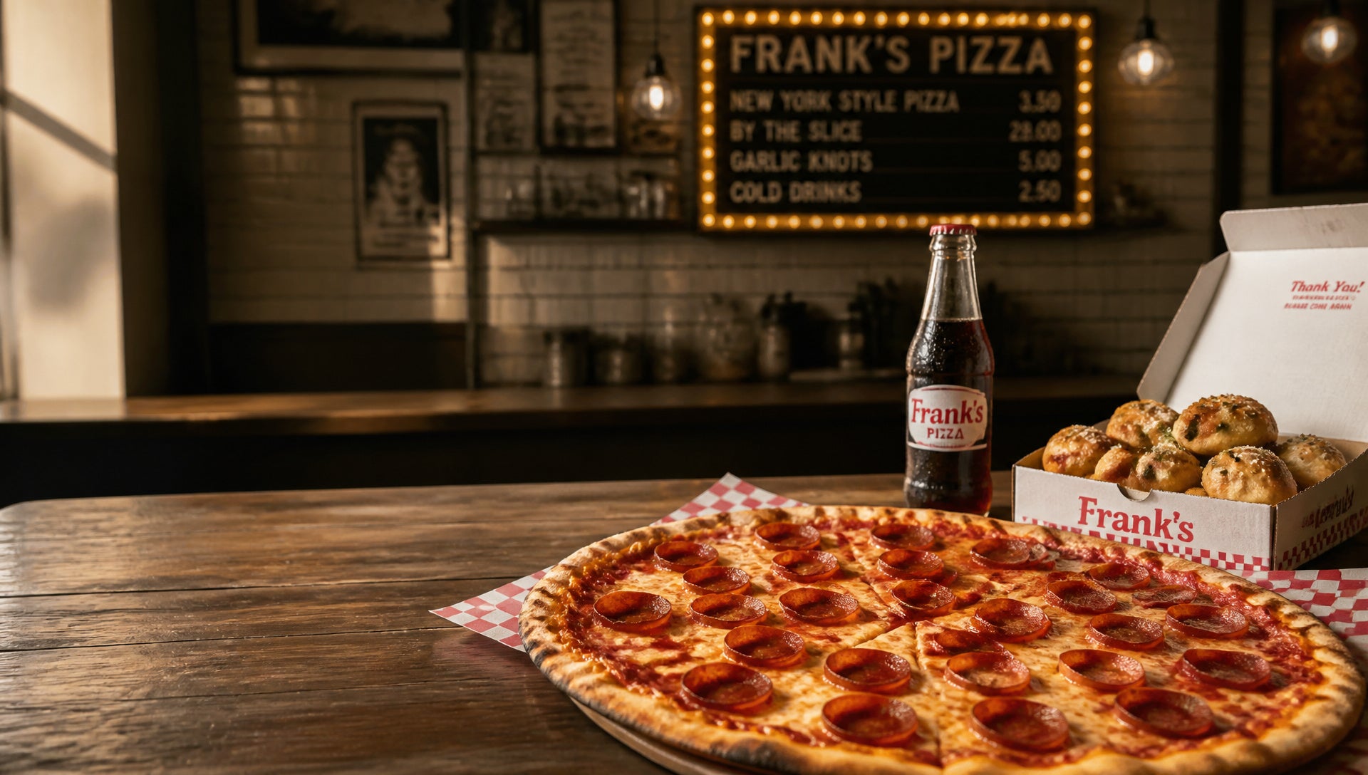 Frank's Pizza Menu with Prices, Calories and Popular Items